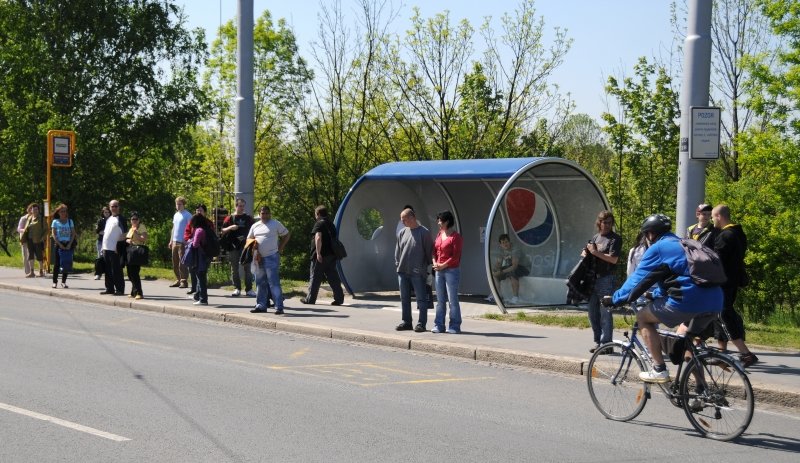 The Coke Can - bus stop in Ostrava Nová Ves